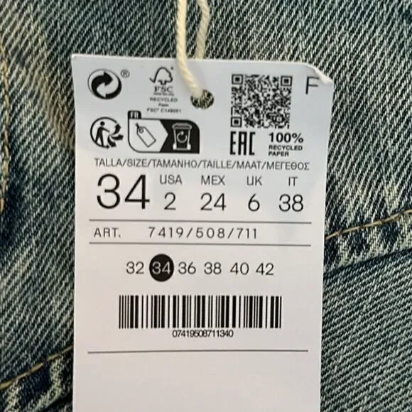 STRADIVARIUS | Blue | ASYMMETRIC DENIM SKIRT WITH RUFFLE TRIM - Picture 15 of 15